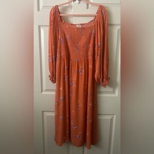 a.n.a. smocked floral midi dress xxl